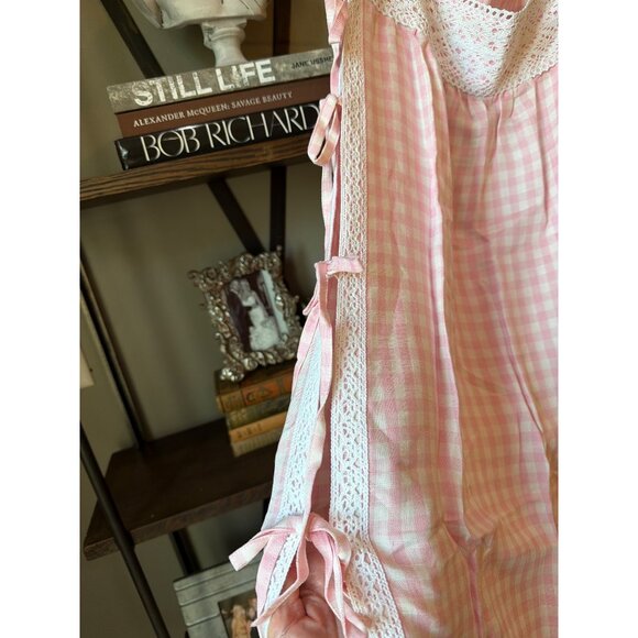 Sleeper Greta Layered Gingham Midi Dress Pink Vichy Womens Size Large - Picture 7 of 9
